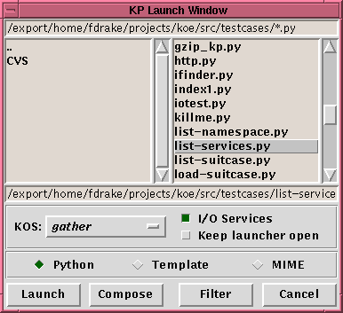 [Picture of the Launcher
	      Window]